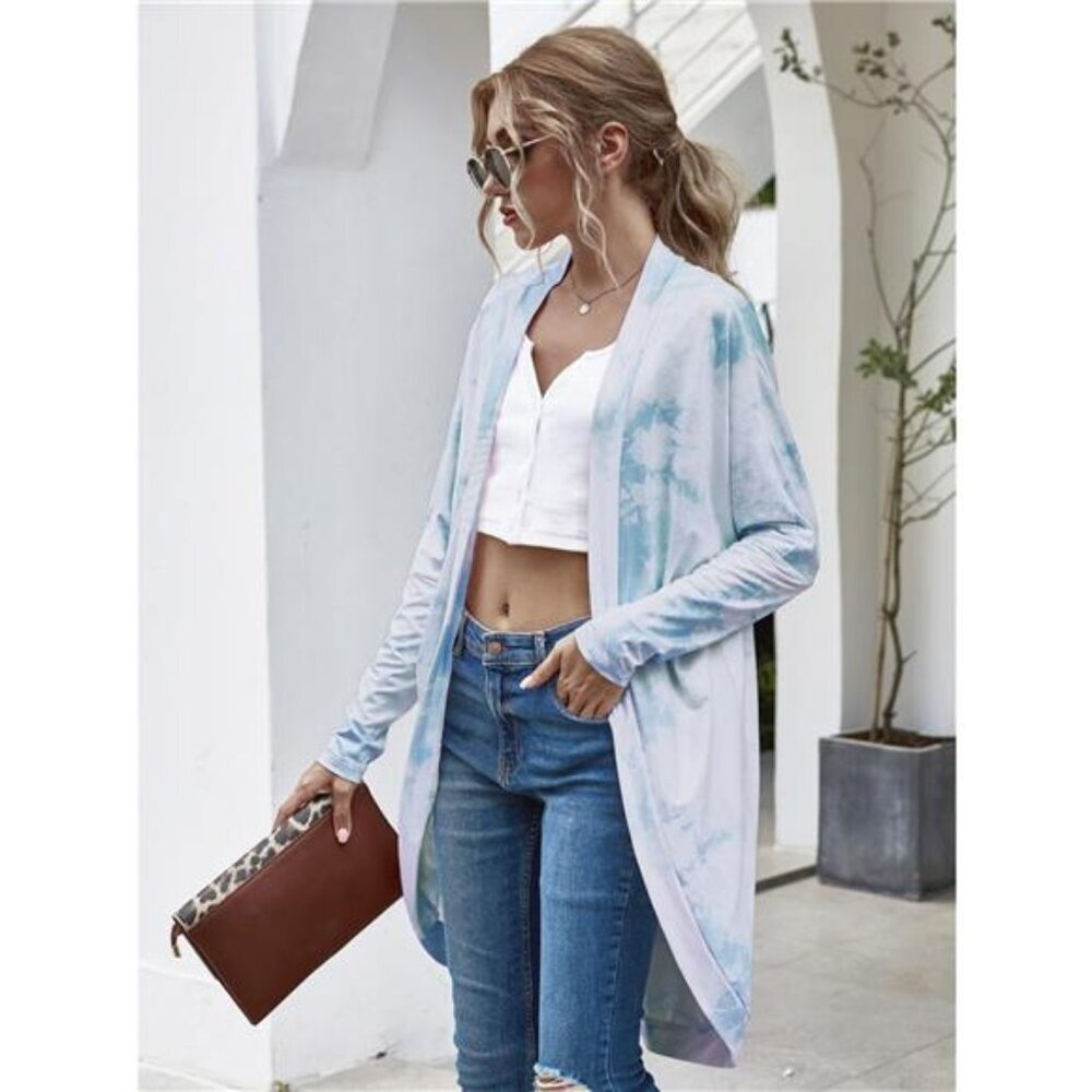 Tie-Dye Oversized Open Front Cardigan